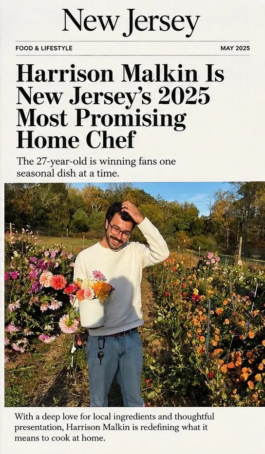 New Jersey, May 2025 — "Harrison Malkin Is New Jersey's 2025 Most Promising Home Chef."